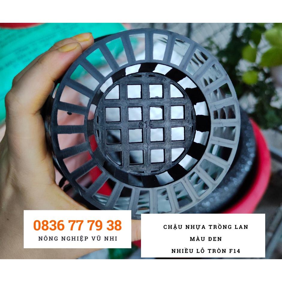 Chậu nhựa trồng lan màu đen nhiều lỗ tròn F14