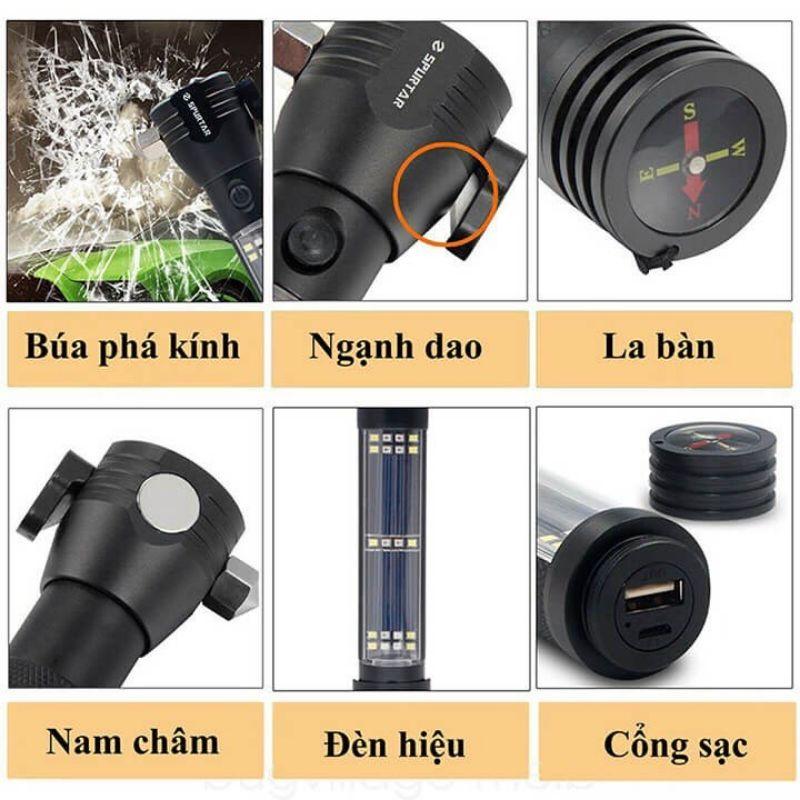 Đèn Pin 11 Chức Năng Solar Power Flashlight Cao Cấp Tiện lợi