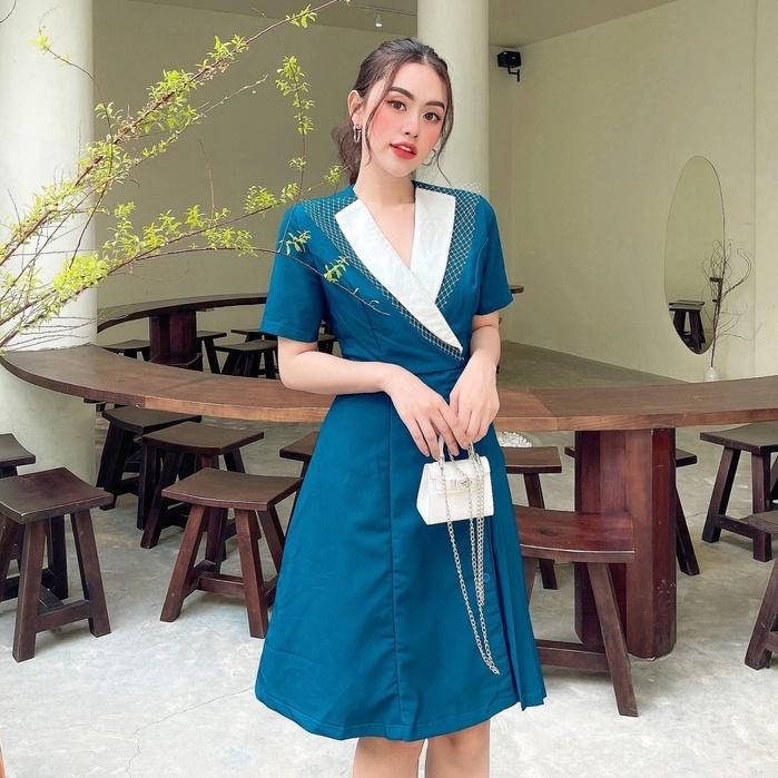 VÁY CÔNG SỞ - XANH CỔ TIM THANH LỊCH - ĐẦM NỮ XINH - GD182