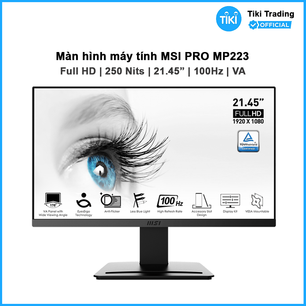 Màn hình máy tính MSI PRO MP223 21.45inch (FHD/VA/100Hz/1ms) - Hàng chính hãng