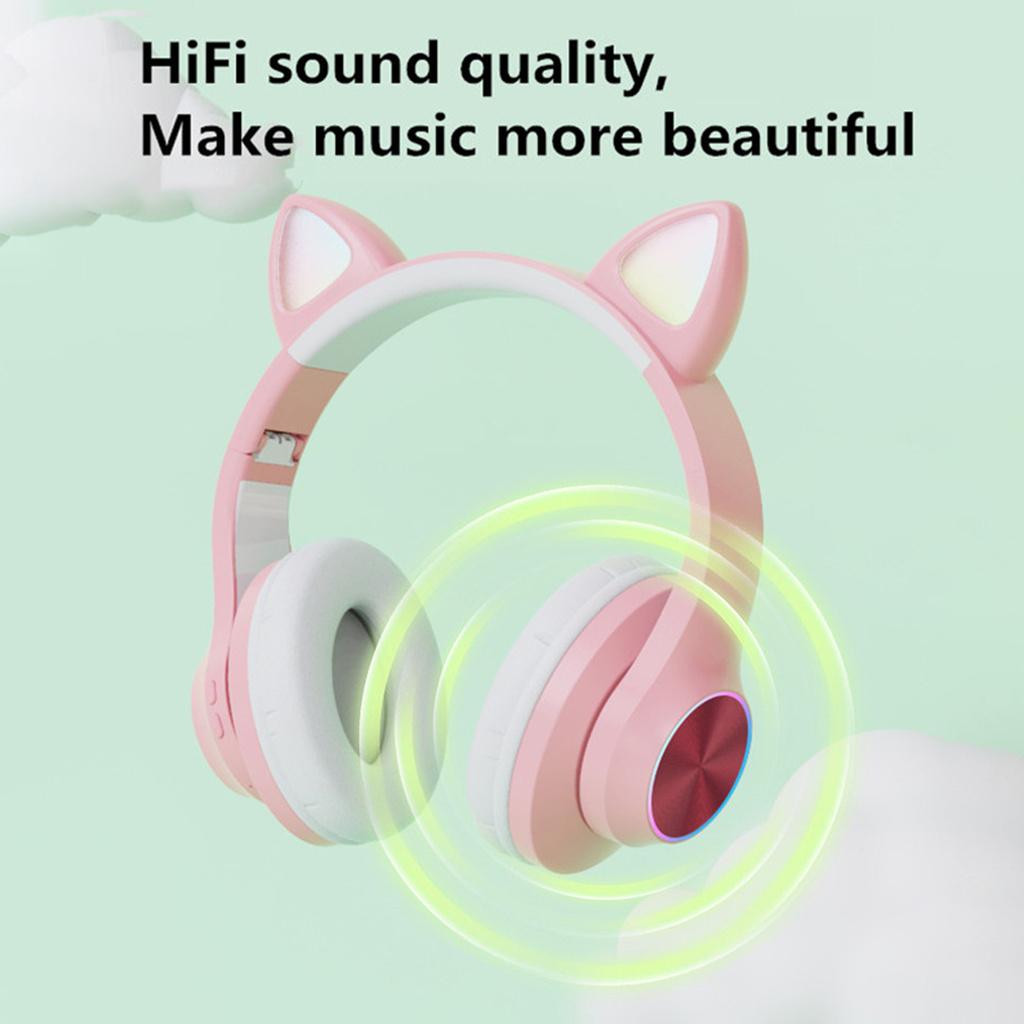 Tai Nghe Bluetooth 5.0 Không Dây Hình Tai Mèo Có Đèn Led Phát Sáng A11
