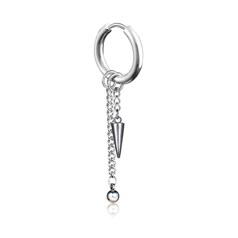 Khuyên Tai Inox không rỉ Nam, Bông Tai Nam Dây Xích Dài Idol Hàn Quốc Kẹp, Sỏ Lỗ Tai - XUÂN SHOP