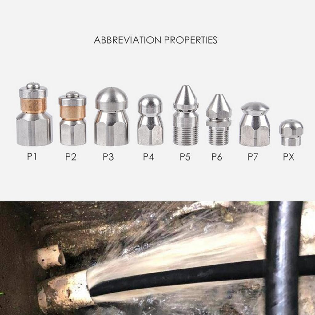 Áp Cống Vệ Sinh Đường Ống Thoát Nước Jetter Vòi Phun 3/8 Sợi Thép Không Gỉ