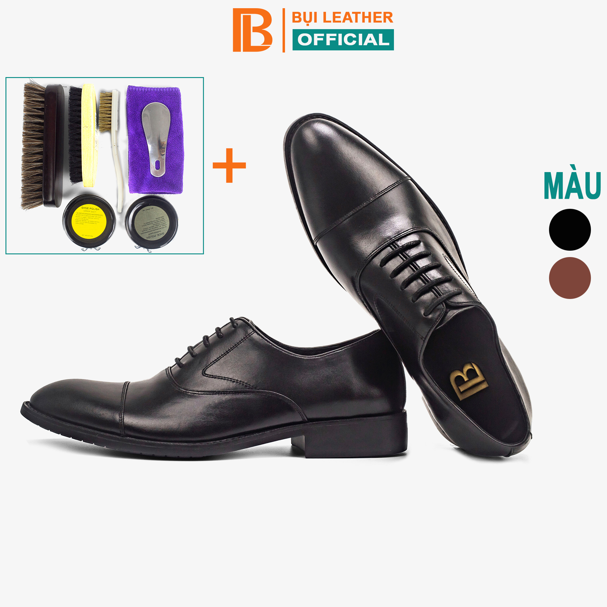 Giày da nam, giày oxford công sở Bụi Leather G105 - Da bò Nappa cao cấp