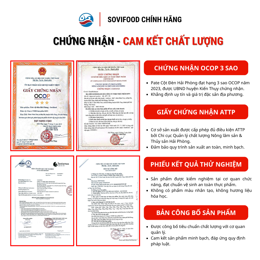 Pate Cột Đèn Hải Phòng Sovifood - Pate Tươi Nhiều Thịt Ít Gan, OCOP 3 Sao Hải Phòng - 350G