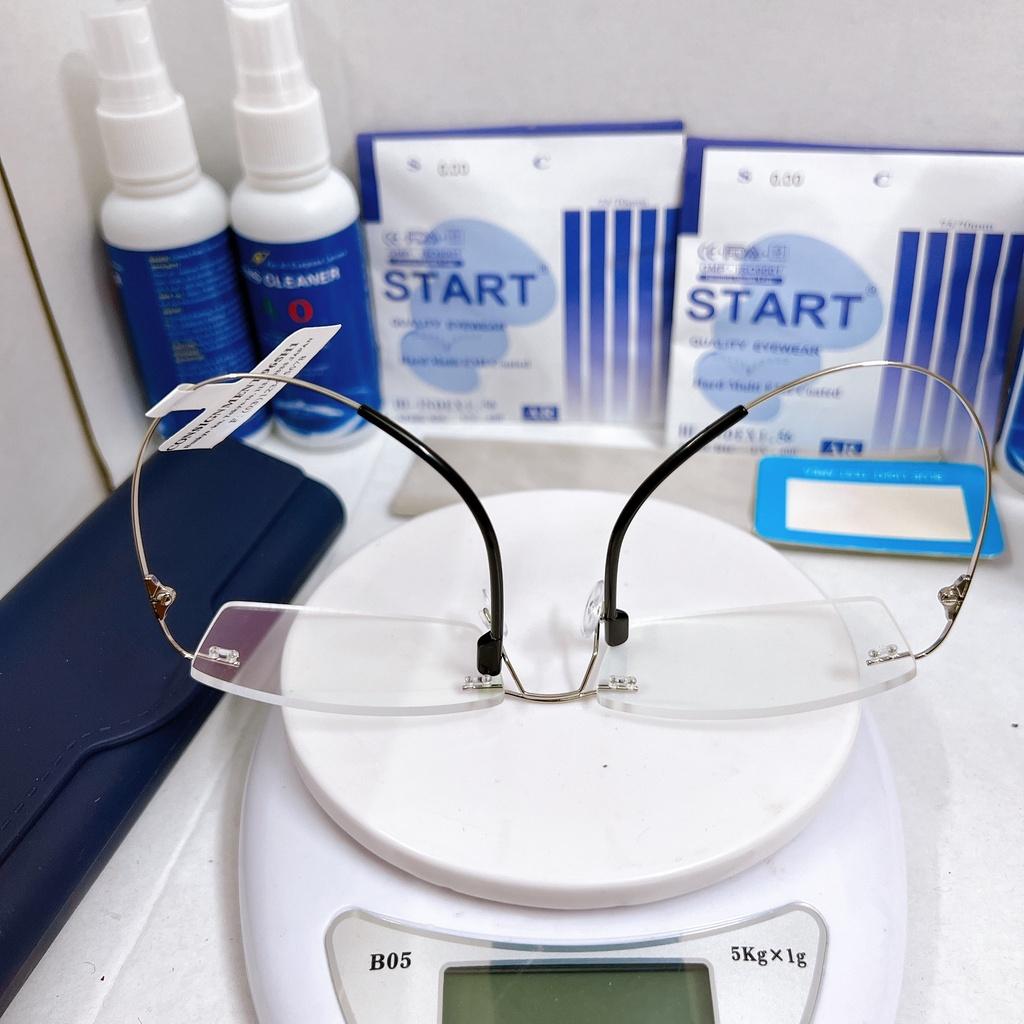 Gọng kính khoan titanium không vành siêu nhẹ siêu mảnh KT50UNIQUI Bạc sáng