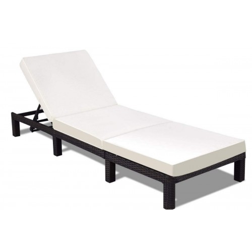 WEGO Giường tắm năng / Giường hồ bơi bằng mây nhựa //Rattan Sunbed with Recliner / Patio Garden furniture / pool side recliner sunbed Sofa Relax - Sunlounger (Black)