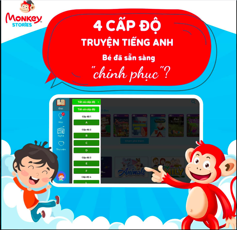 MONKEY STORIES - Mã học phần mềm tiếng Anh và tặng 3 tháng Monkey Math