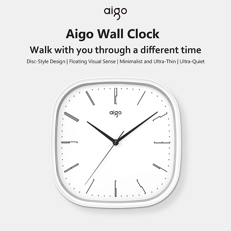 Đồng hồ treo tường Xiaomi Mijia aigo Im lặng Chính xác Phong cách thiết kế đơn giản Đồng hồ trắng cho trang trí nội thất trang trại