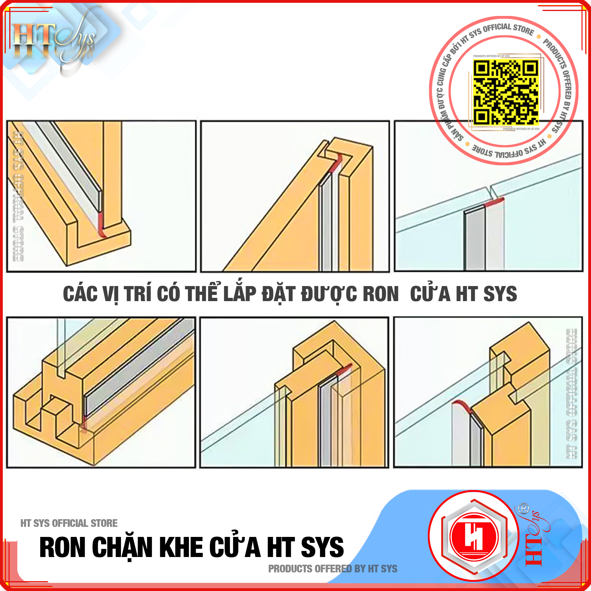Ron chặn khe cửa HT SYS - Chất liệu cao su EPDM và SILICON cao cấp - Lớp keo ACRYLIC -  Cuộn ron dán chặn khe cửa, chân cửa, khung cửa - Ngăn gió cách âm, chống bụi bẩn, ngăn côn trùng, chống thoát khí điều hòa - Hàng Chính Hãng