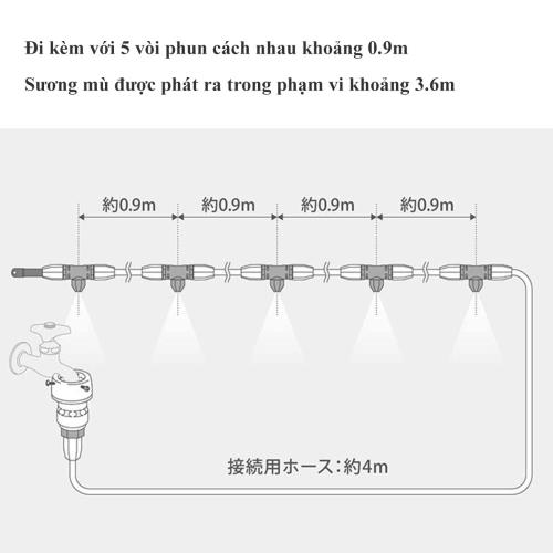 Bộ ống dây phun sương làm mát sân vườn Takagi GCA12 hàng chính hãng