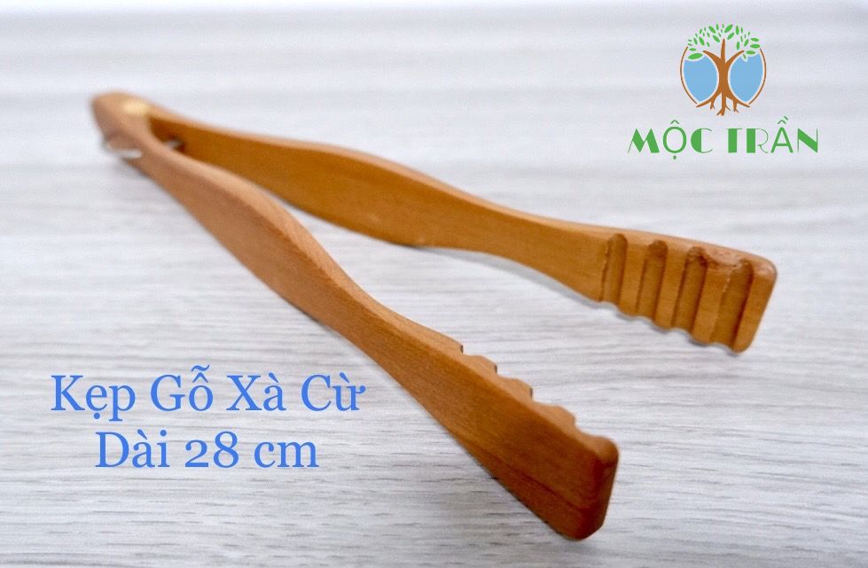 Kẹp gắp thức ăn bằng gỗ xà cừ tự nhiên 27 cm tiện dụng