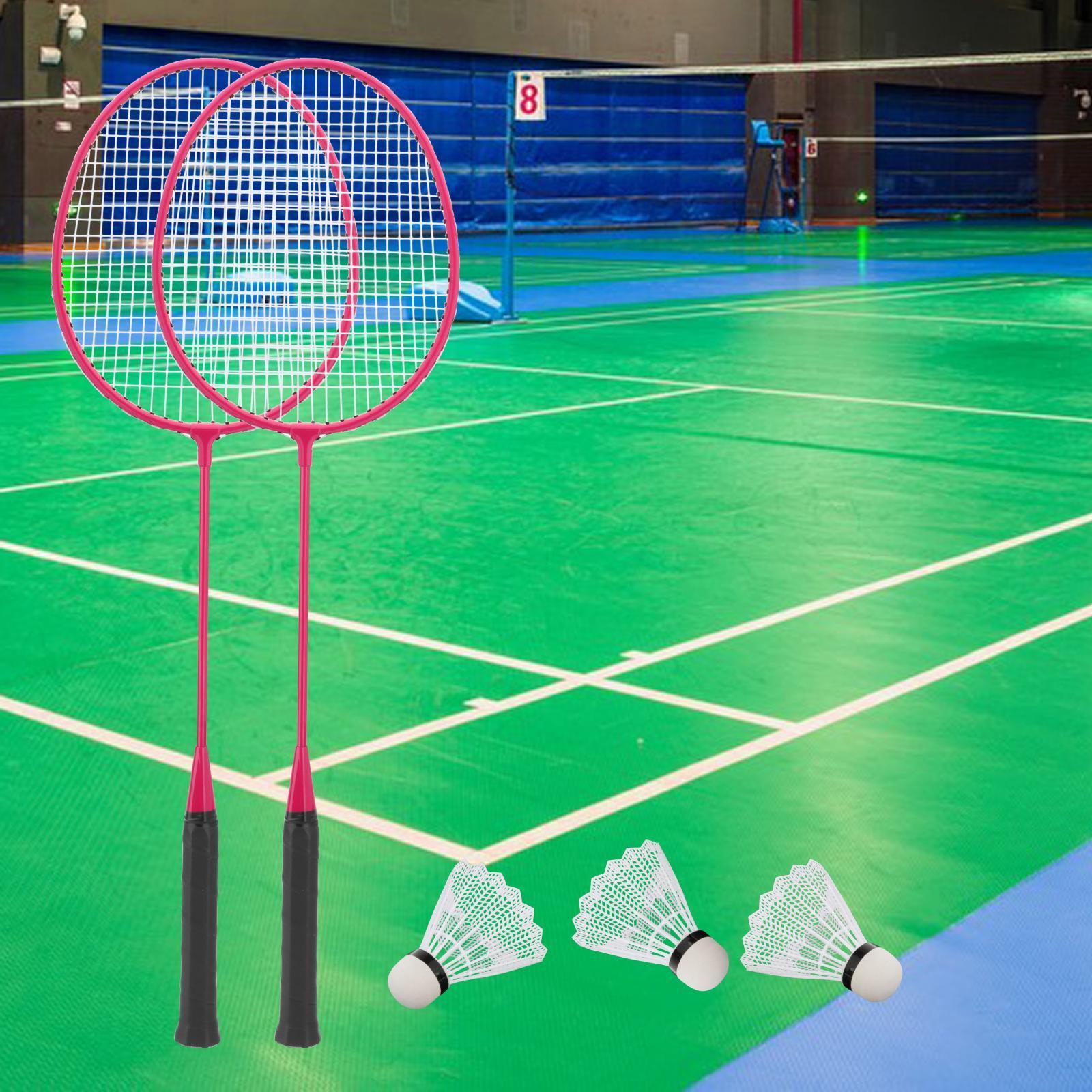 2Pcs Badminton Rackets with 3 Nylon Balls Family Training Badminton Racquets