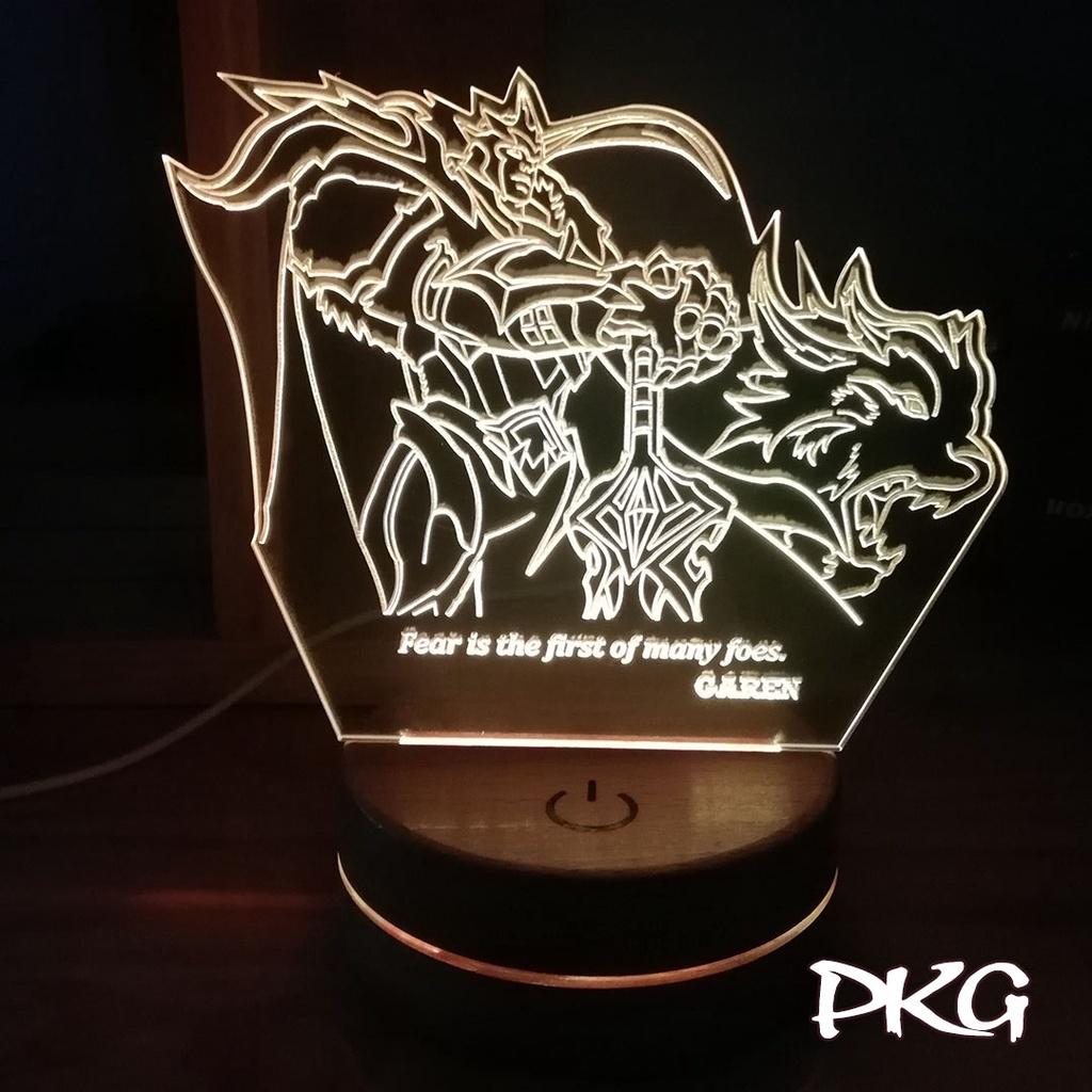 Đèn Ngủ Led 3D tướng GAREN SƯ VƯƠNG LMHT nháy sáng 16 màu cảm ứng điều khiển từ xa