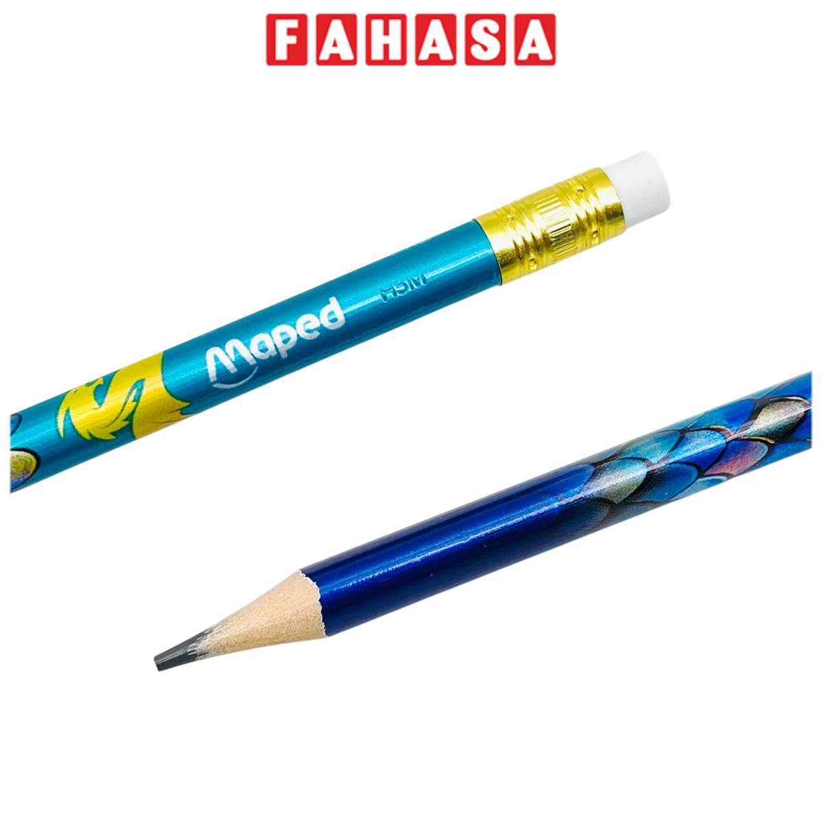 Bút Chì Đen Có Gôm Họa Tiết Rồng HB - Maped 851828 (Màu Thân Bút Giao Ngẫu Nhiên)