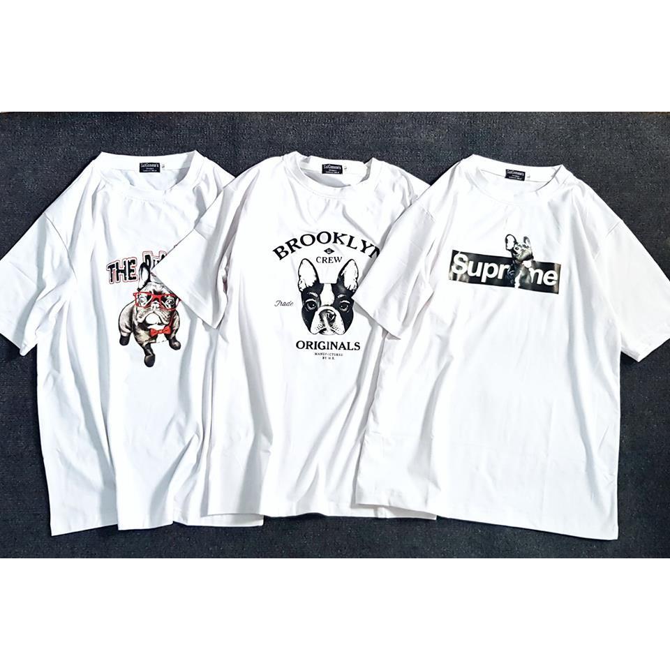 Áo Thun Nam Nữ Hình Cún Cưng Tay Lỡ Unisex