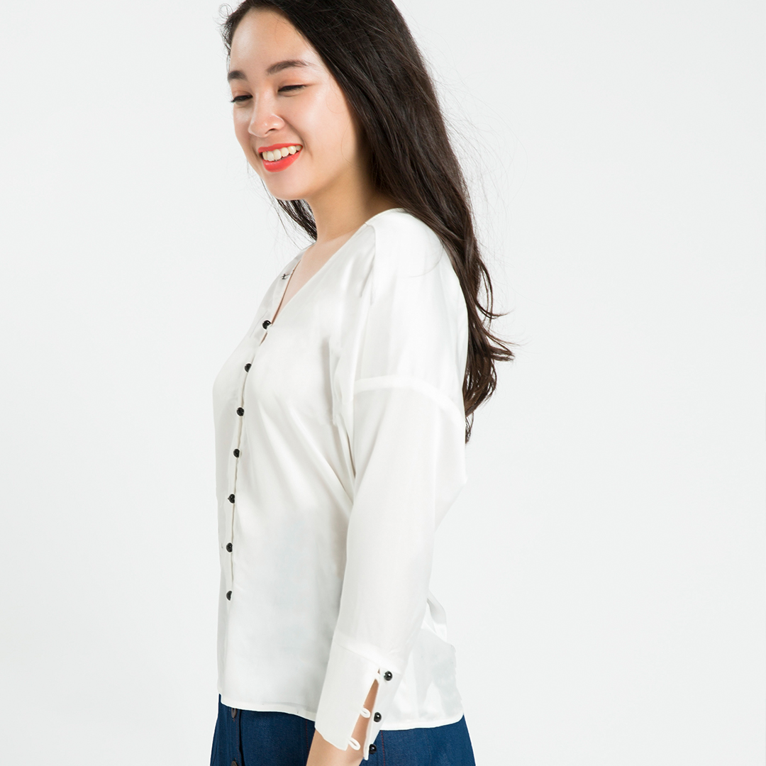 Áo Sơmi Satin Hity TOP078 (Trắng Kim Cương)