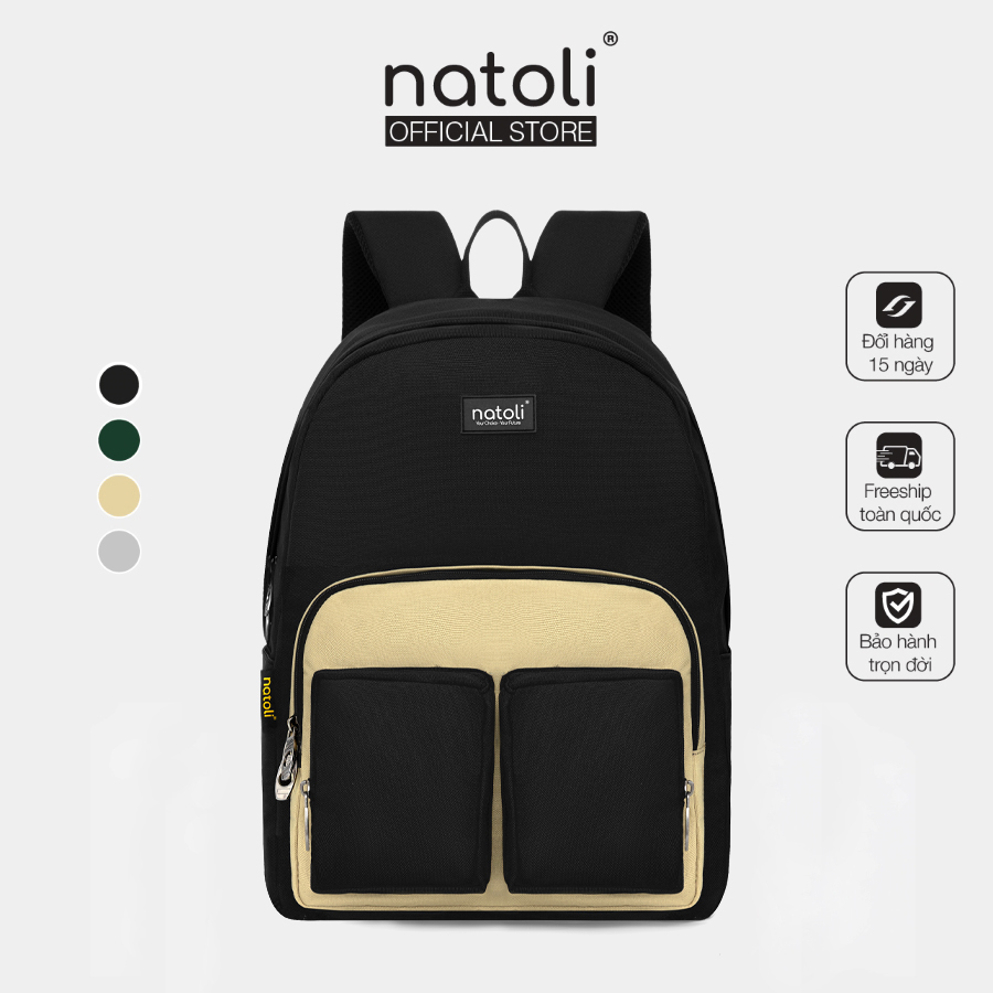 Balo thời trang du lịch unisex Old school Backpack B5 thương hiệu NATOL chất vải canvas nhiều ngăn kháng nước chống sốc cao cấp