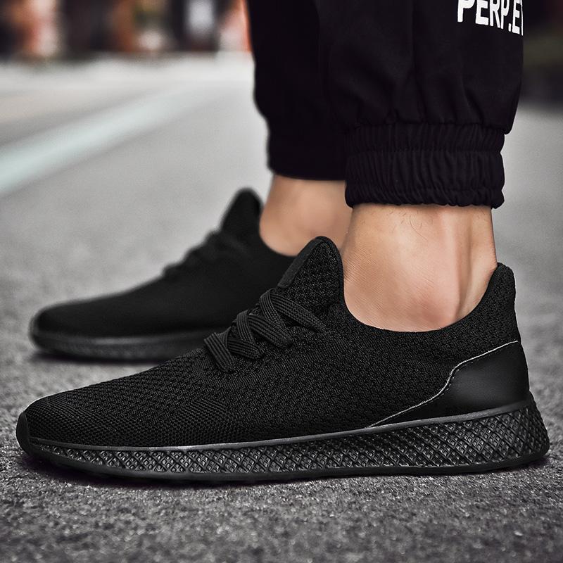 Giày chạy bộ cực nhẹ cho nam giới MESH MESH HAINERS CASUAL Tất cả giày thể thao màu xám đen cộng với thể thao thể thao kích thước Color: Black Shoe Size: 44