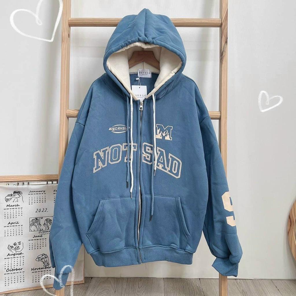 Áo Hoodie Nỉ Ngoại 2 Nón NOT SAD - Áo Khoác Nỉ nam nữ Unisex