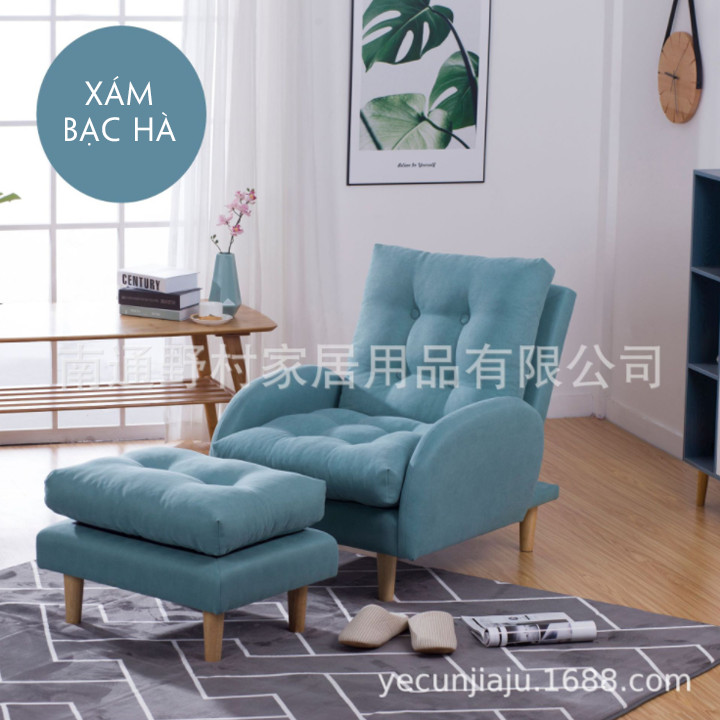 Ghế sofa thư giãn, Ghế lười kèm đôn chất liệu vải, có điều chỉnh 3 cấp độ, có thể tháo ra vệ sinh