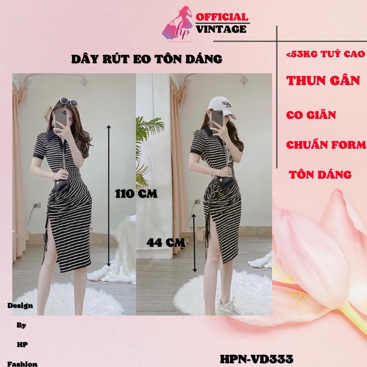 Đầm body cổ bẻ nữ rút eo, váy xẻ tà màu đen thun gân sang chảnh hàn quốc dự tiệc tôn dáng VD333