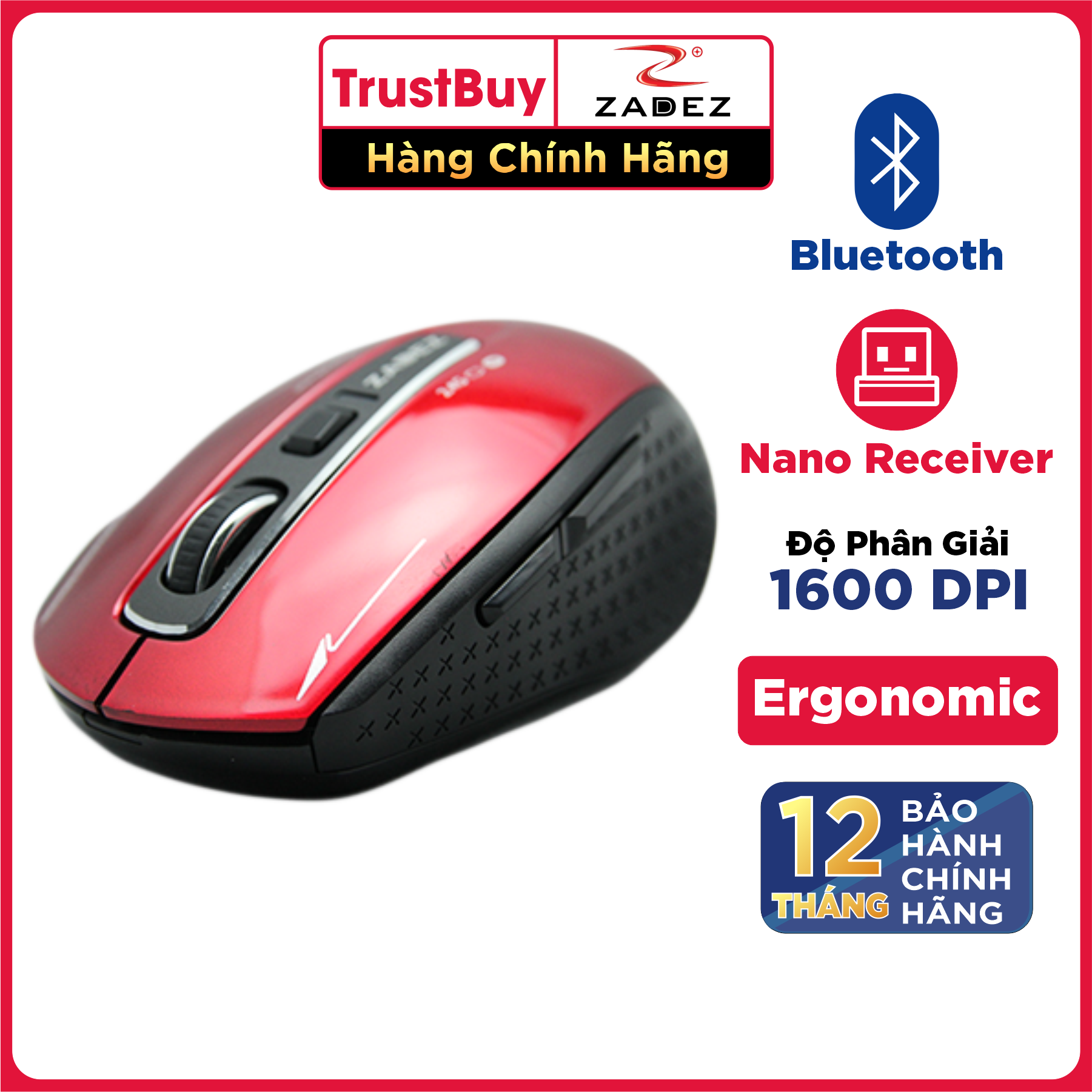 Chuột Không Dây Bluetooth ZADEZ M350 - Hàng Chính Hãng