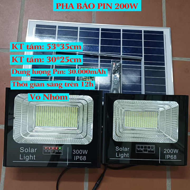 Đèn Năng Lượng Mặt Trời 200w, Chuẩn IP67, Sáng Liên Tục 12h