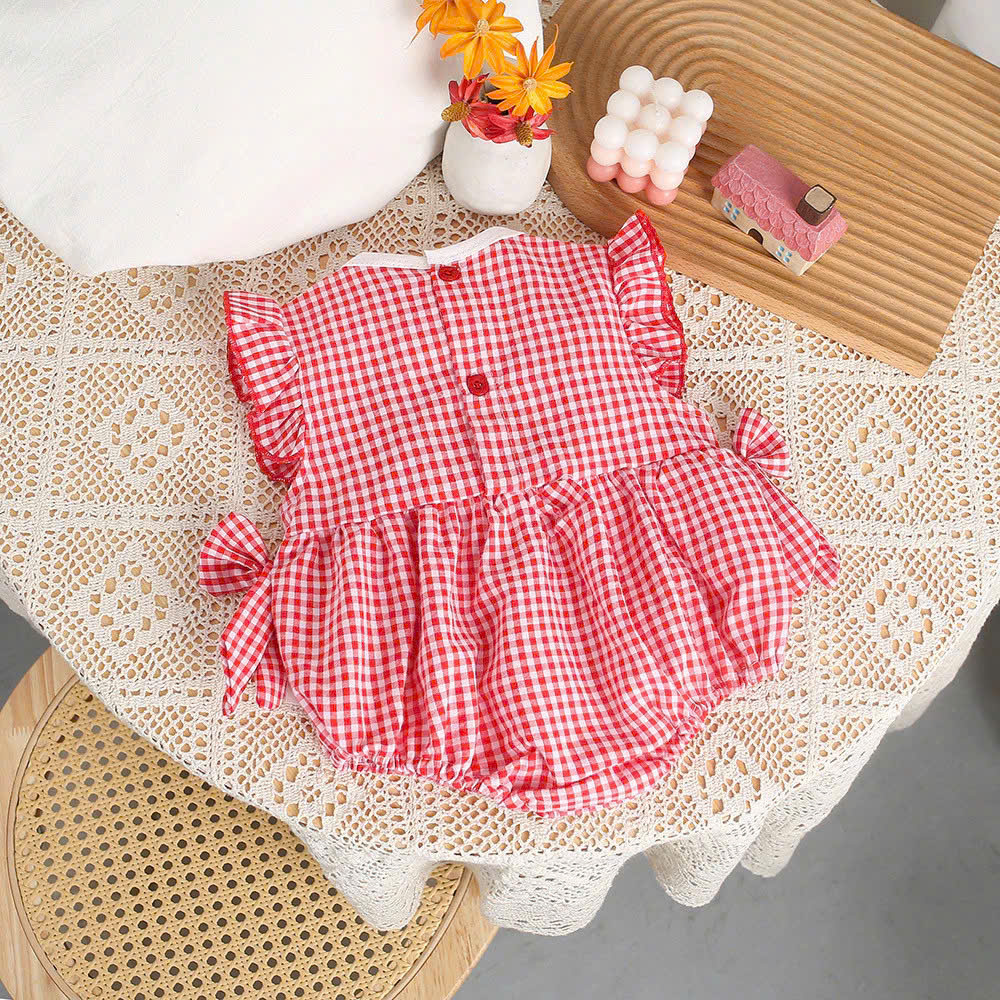 BODY CARO CỔ YẾM DÂU CHO BÉ GÁI SƠ SINH 1 2 TUỔI