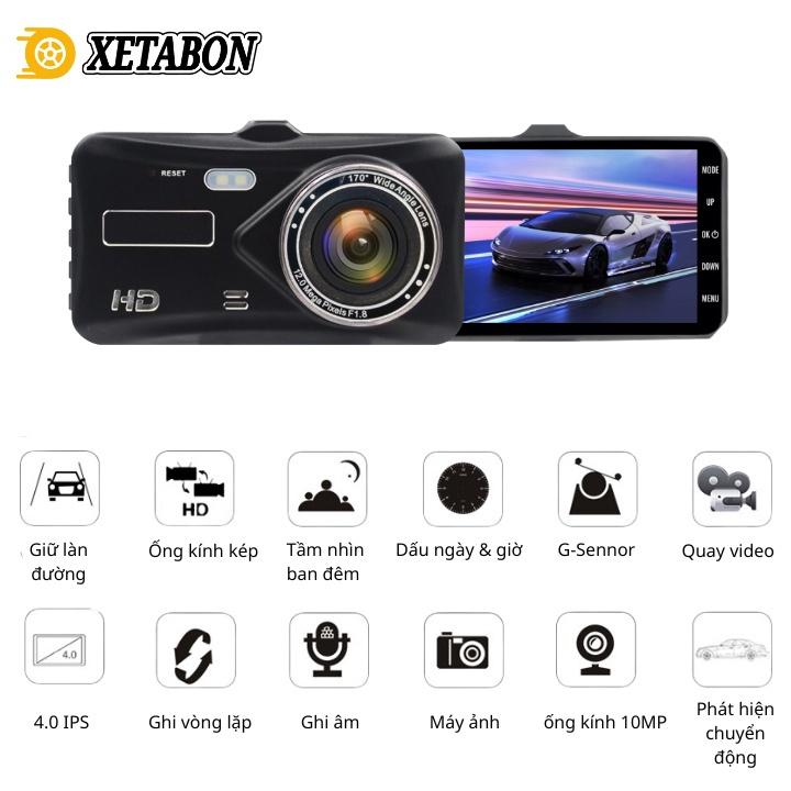 Camera hành trình ô tô K4 XETABON Full HD có màn hình cảm ứng, góc quay rộng, ghi hành trình rõ nét Bảo hành 12 Tháng
