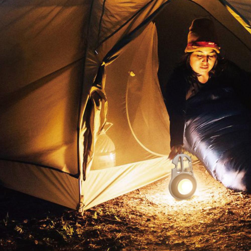 Portable LED Flashlight with Stand Rechargeable Keychain Light Pocket Light for Camping Fishing Emergency