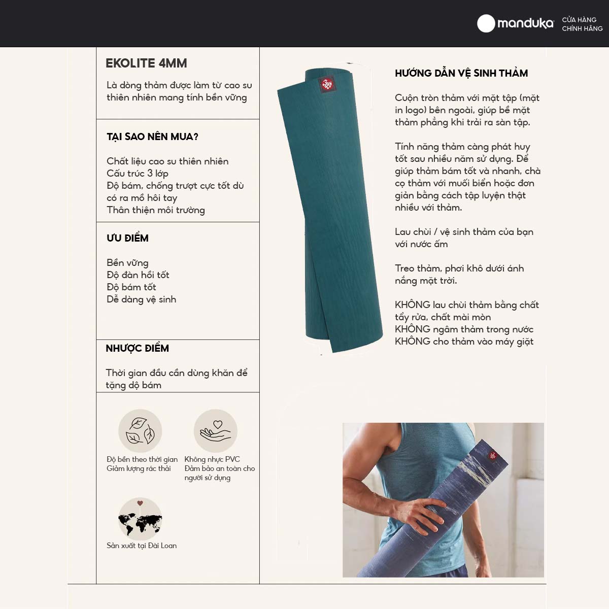 Thảm Tập Yoga Manduka - eKOlite 4mm Sportslink
