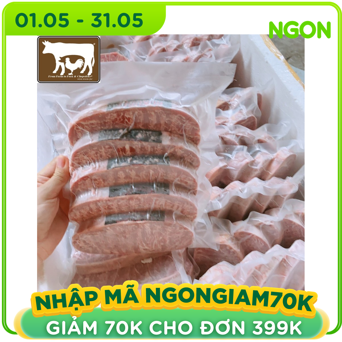 [Chỉ giao HCM] - Thăn ngoại Bò Hokube - Hokube Beef Striploin - 500gram