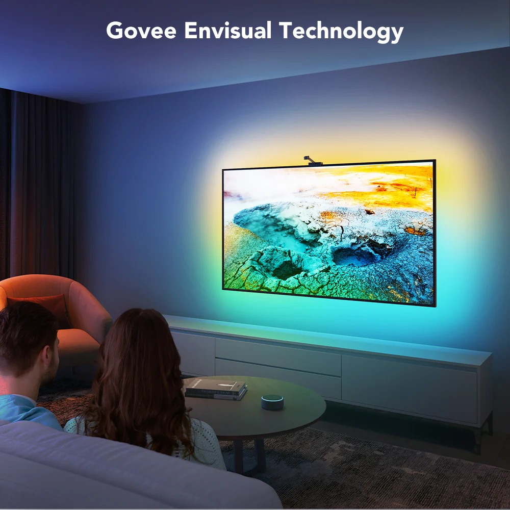 Dây đèn LED trang trí TV Govee Immersion WiFi TV Backlights H61991D4 | Led thông minh cho rạp phim tại gia, cảm biến âm thanh, công nghệ màu RGBIC| Hàng chính hãng