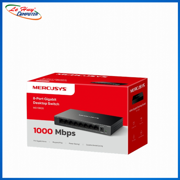 Switch Mercusys 8 Port 10/100/1000 Mbps MS108GS - Hàng Chính Hãng