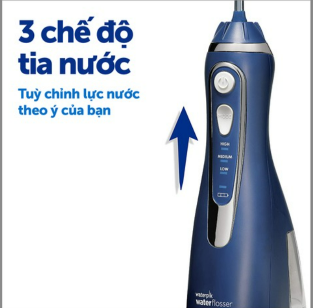 Máy Tăm Nước Du Lịch WATERPIK WP-563, Máy Tăm Nước Không Dây, Áp Lực Nước Mạnh, Loại Bỏ Tới 99,9% Mảng Bám, Hoàn Hảo Cho Niềng Răng, Cấy Ghép, 3 Cài Đặt Áp Suất Khác Nhau, Nhập Đức, Bảo Hành 12 Tháng