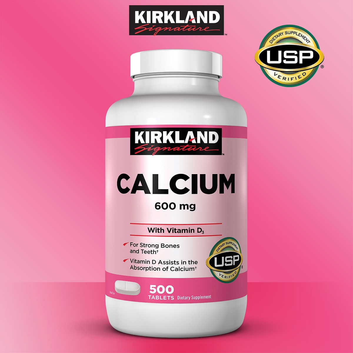 Thực phẩm bổ sung Calcium with D3 600mg 500 viên Kirkland nhập Mỹ - hỗ trợ xương khớp