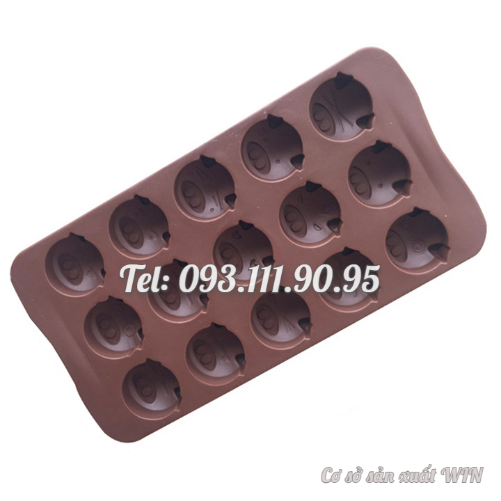 Khuôn silicon làm rau câu, socola 15 mặt heo – Mã số 1212