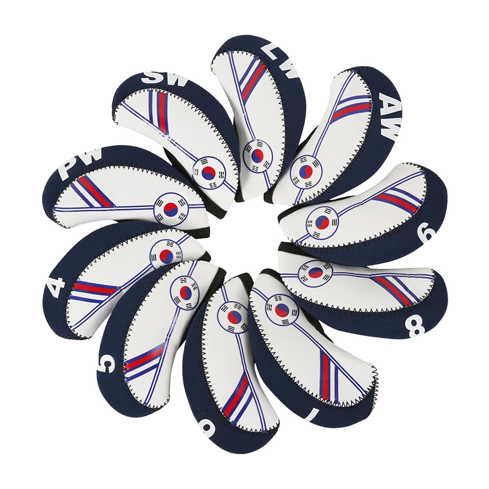 10Pcs Golf Iron Covers Set Golf Clubs Case Waterproof for Outdoor Sports
