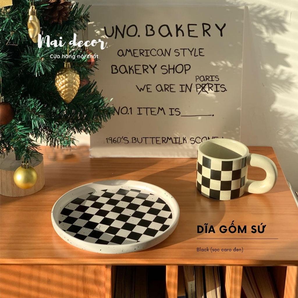 Ly dĩa gốm sứ có quai cao cấp dày dặn, họa tiết trendy phong cách Hàn Quốc Chất liệu ly được nung từ gốm sứ cao cấp, th