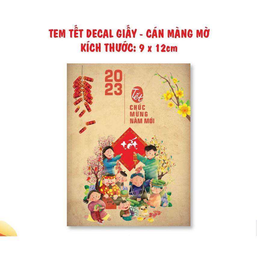 20 TEM DÁN 9*12CM - Mẫu mới Tết 2023 Bánh Chưng, Thịt kho