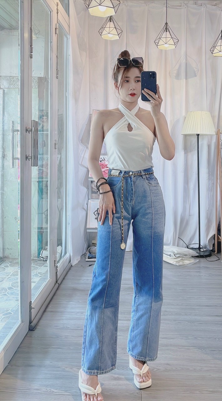 QUẦN BÒ NỮ ,QUẦN BAGGY JEAN NỮ LOANG MÀU LƯNG CAO TÔN DÁNG - ĐM01