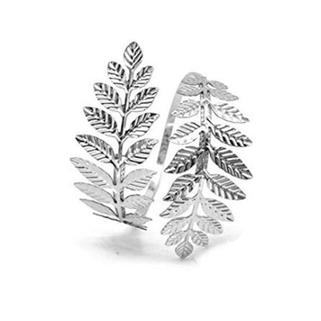 2X Women Arm Upper Arm Cuff Armband Armlet Bracelet Bangle-Spiral Leaf silver