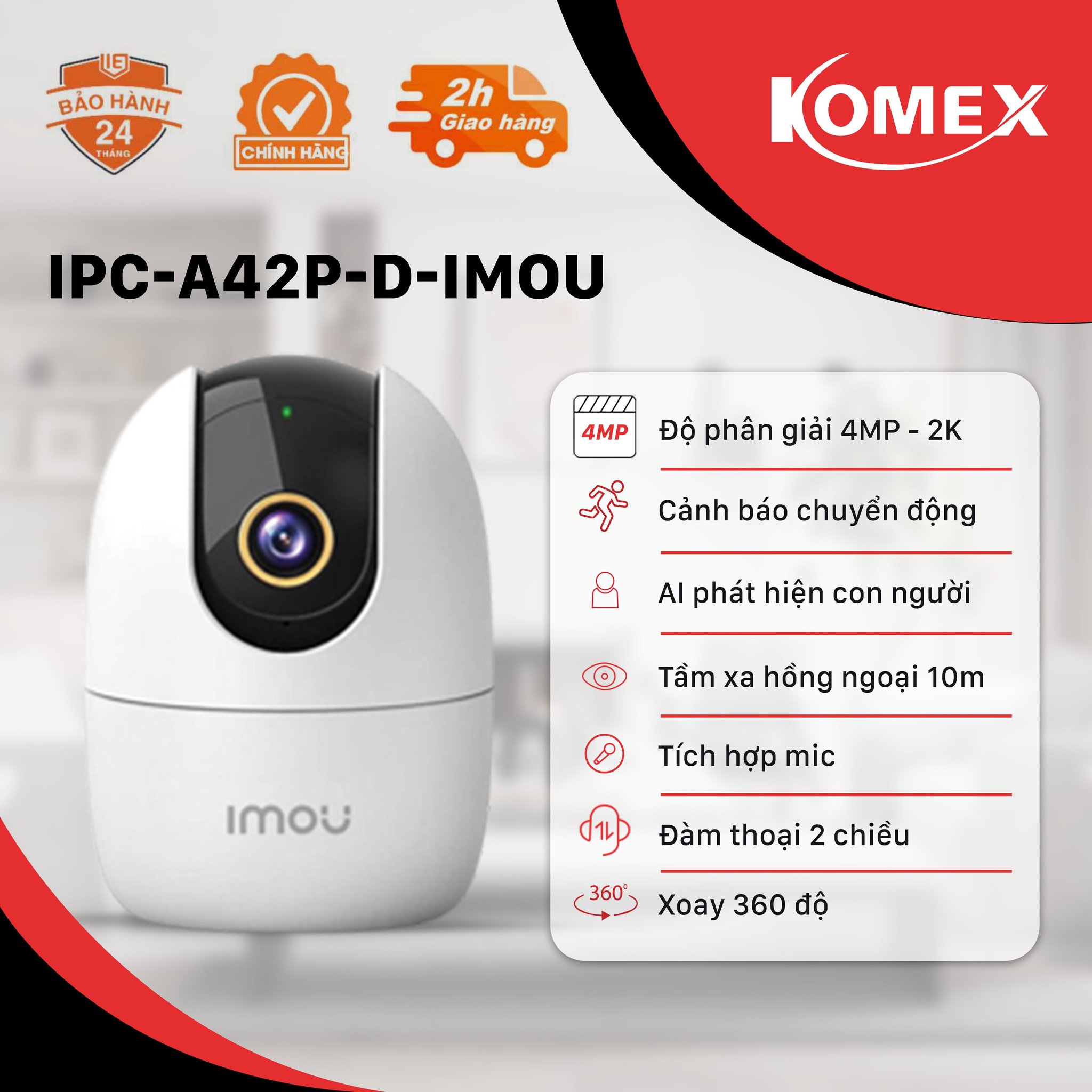 Camera Wifi trong nhà Imou Ranger A2 I IPC-A42P-D - Hàng Chính Hãng