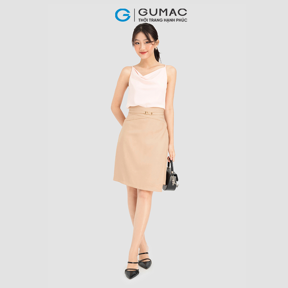 Áo dây GUMAC AC08057 vải lụa 2 dây cổ đổ