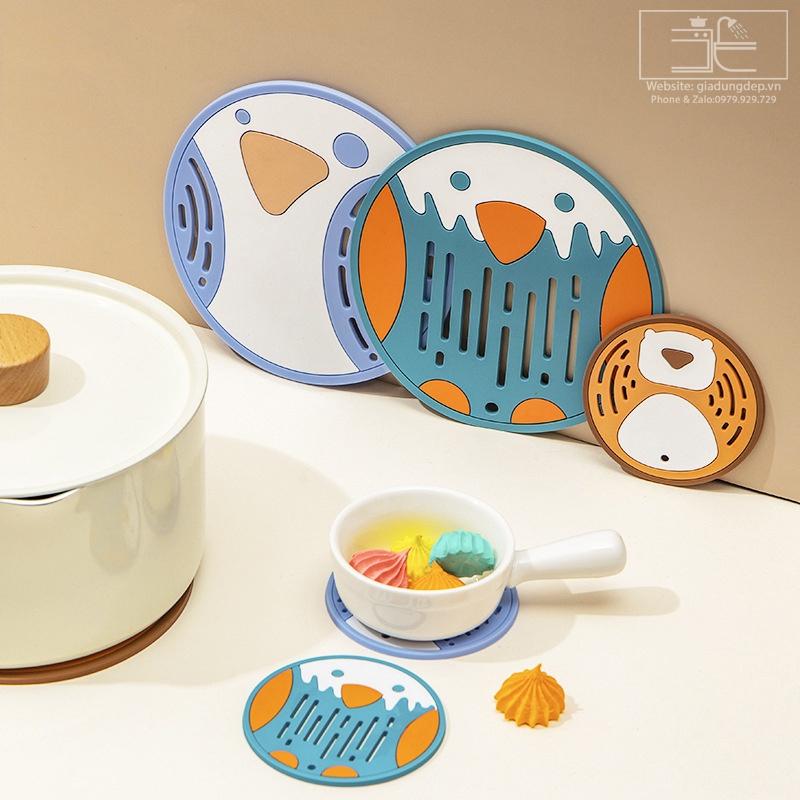 Tấm lót ly , lót bát, miếng giữ cốc , để xoong nồi bằng silicon chống trượt hình trái cây xinh xắn RẺ NHẤT