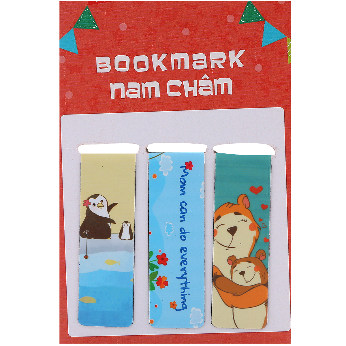 Combo Bookmark Nam Châm Bộ 3 Dad &amp; Mom (Tặng Kèm Postcard Bé Bỏng)