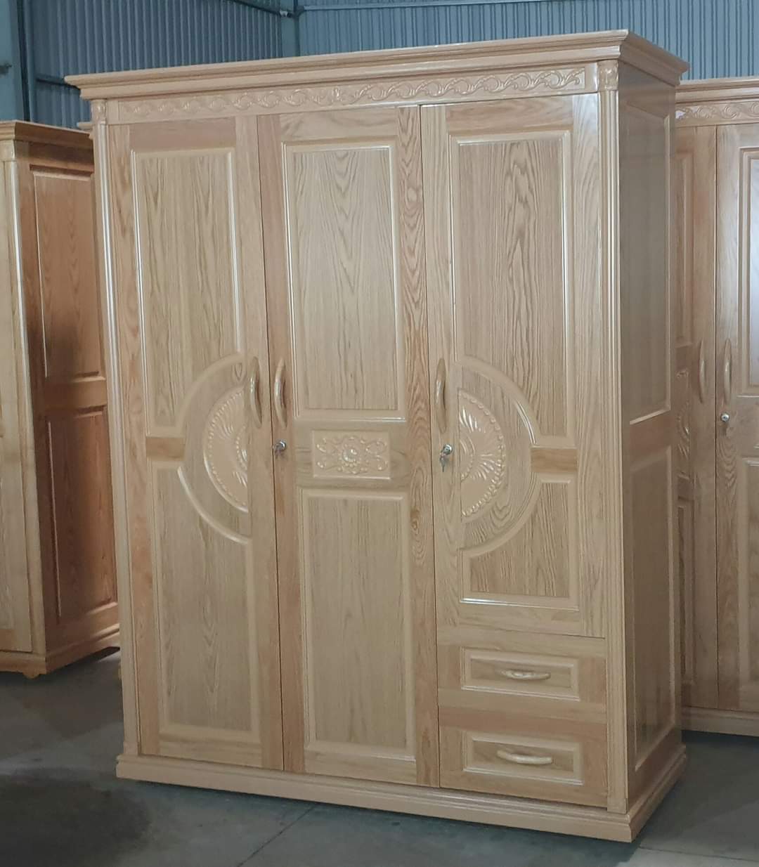Tủ áo 3 cánh gỗ sồi nga màu tự nhiên 1 M6