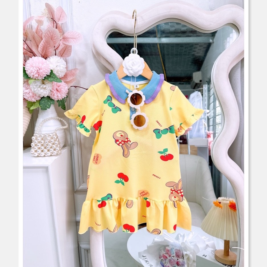 Váy bé gái 10-25kg kiểu dáng polo phong cách Hàn Quốc Baby-S, Đầm bé gái dáng váy dập ly xòe siêu xinh - SD102