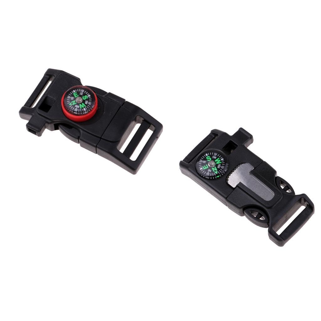 Plastic Side Release Buckle Emergency Whistle Compass Fire Starter Outdoors Sports Small Tools 6cmx3cm